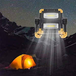 Battery operated lantern led rechargeable work lights LED Work Light USB Rechargeable Portable Waterproof 2 COB 2000LM Flood Light Bracket Work Lights for Outdoor Camping Hiking Emergency Car Repair and Work Site Lighting, 360 ° Rotation